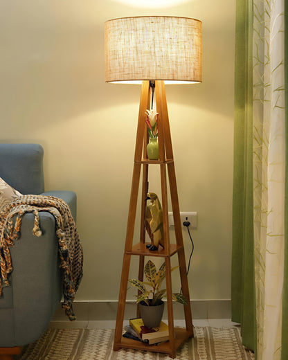 The OakAura Wooden Tripod Floor Lamp