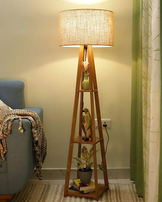 The OakAura Wooden Tripod Floor Lamp