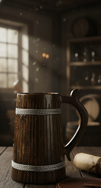 Handcrafted Rustic Mug with Rope Detail (Silver/Gold)