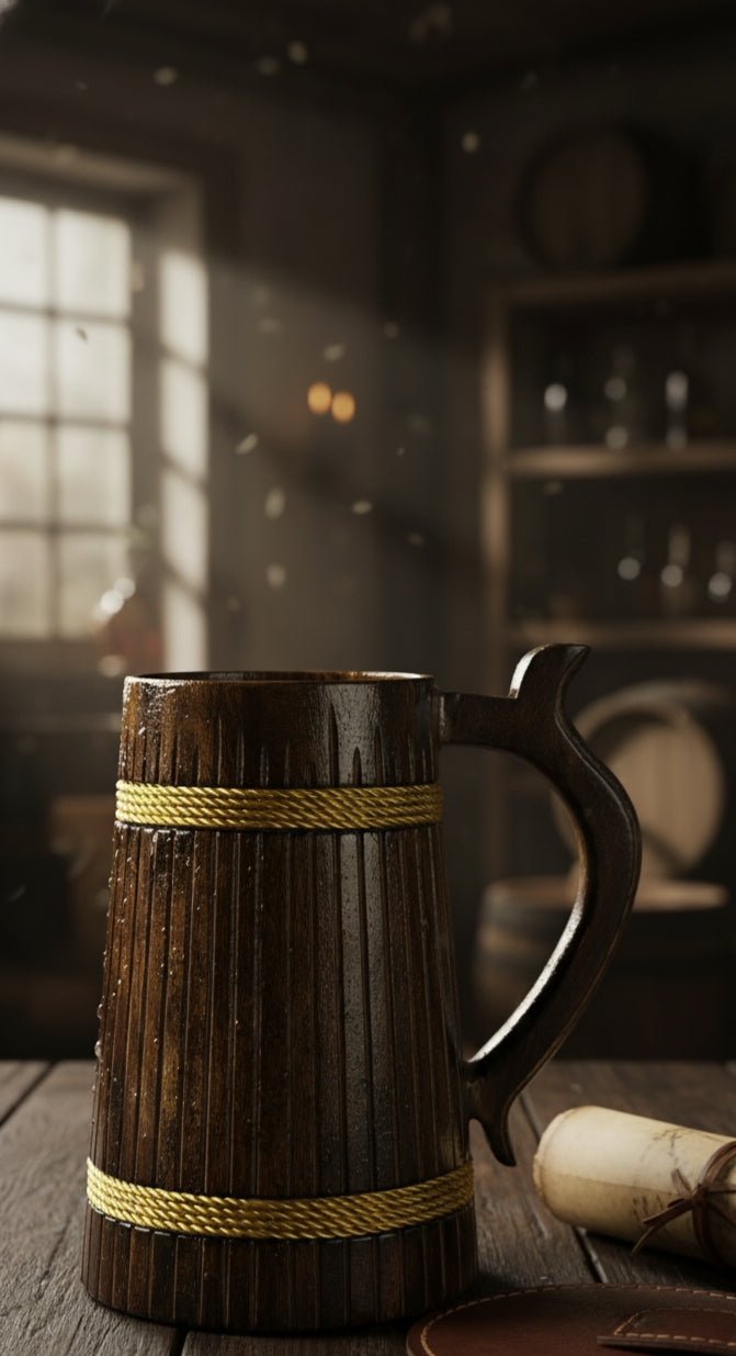 Handcrafted Rustic Mug with Rope Detail (Silver/Gold)