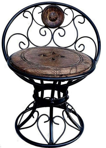 The "Mystic Bloom" Handcrafted Iron & Wood Swivel Chair