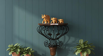 Regal Scroll" Wooden & Wrought Iron Wall Shelf