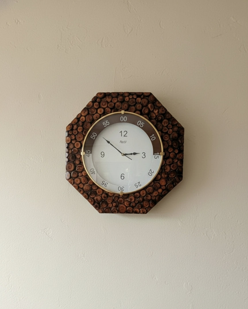 Rustic Charm Octagon Wood Slice Wall Clock