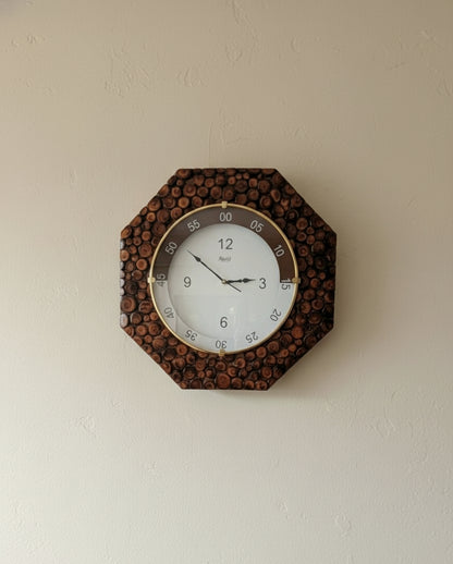 Rustic Charm Octagon Wood Slice Wall Clock