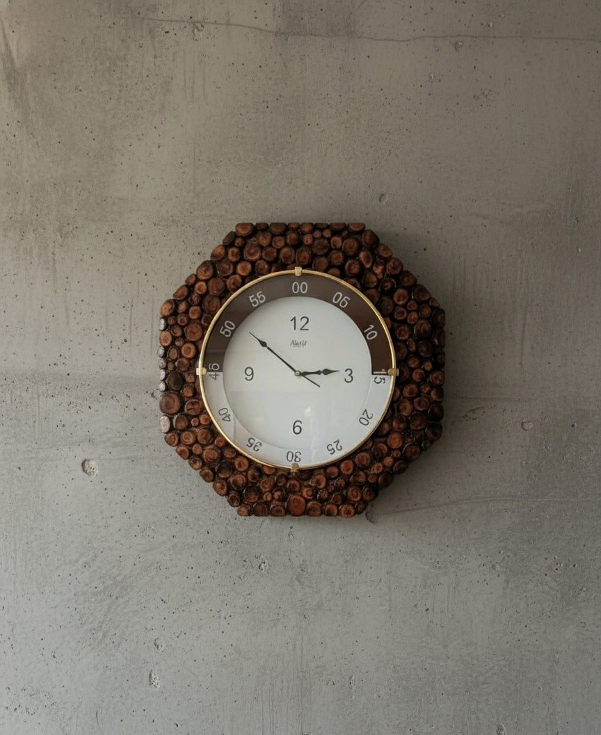 Rustic Charm Octagon Wood Slice Wall Clock