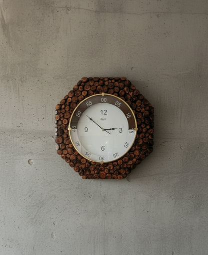 Rustic Charm Octagon Wood Slice Wall Clock