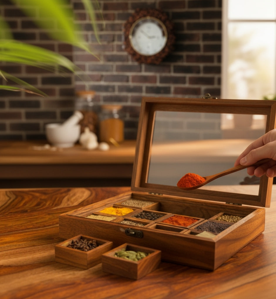 The "Spice Chest" Handcrafted Wooden Masala Box