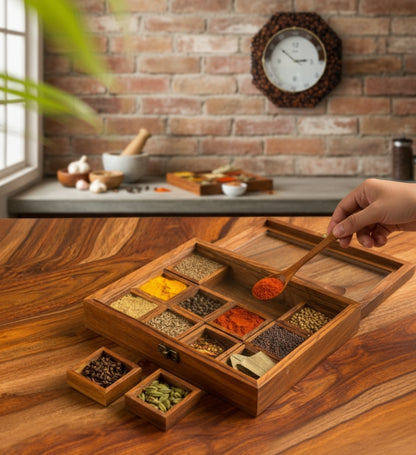 The "Spice Chest" Handcrafted Wooden Masala Box